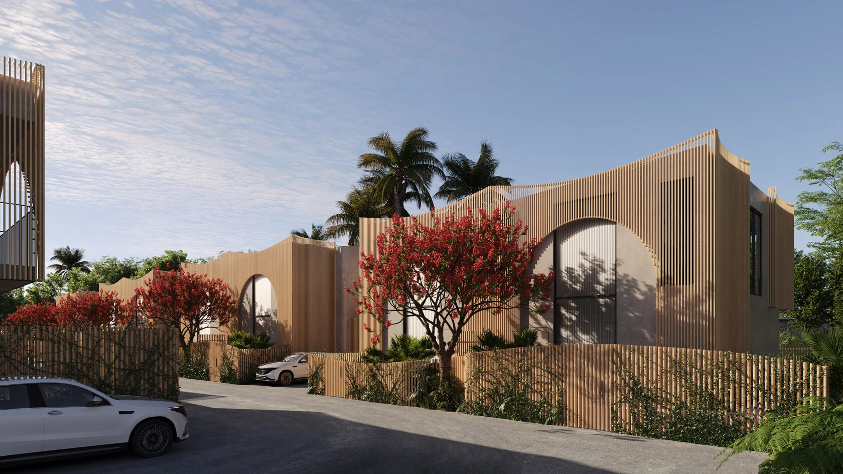 Архитектура Rise Villas среди пальм на Пхукете, визуализация застройщика